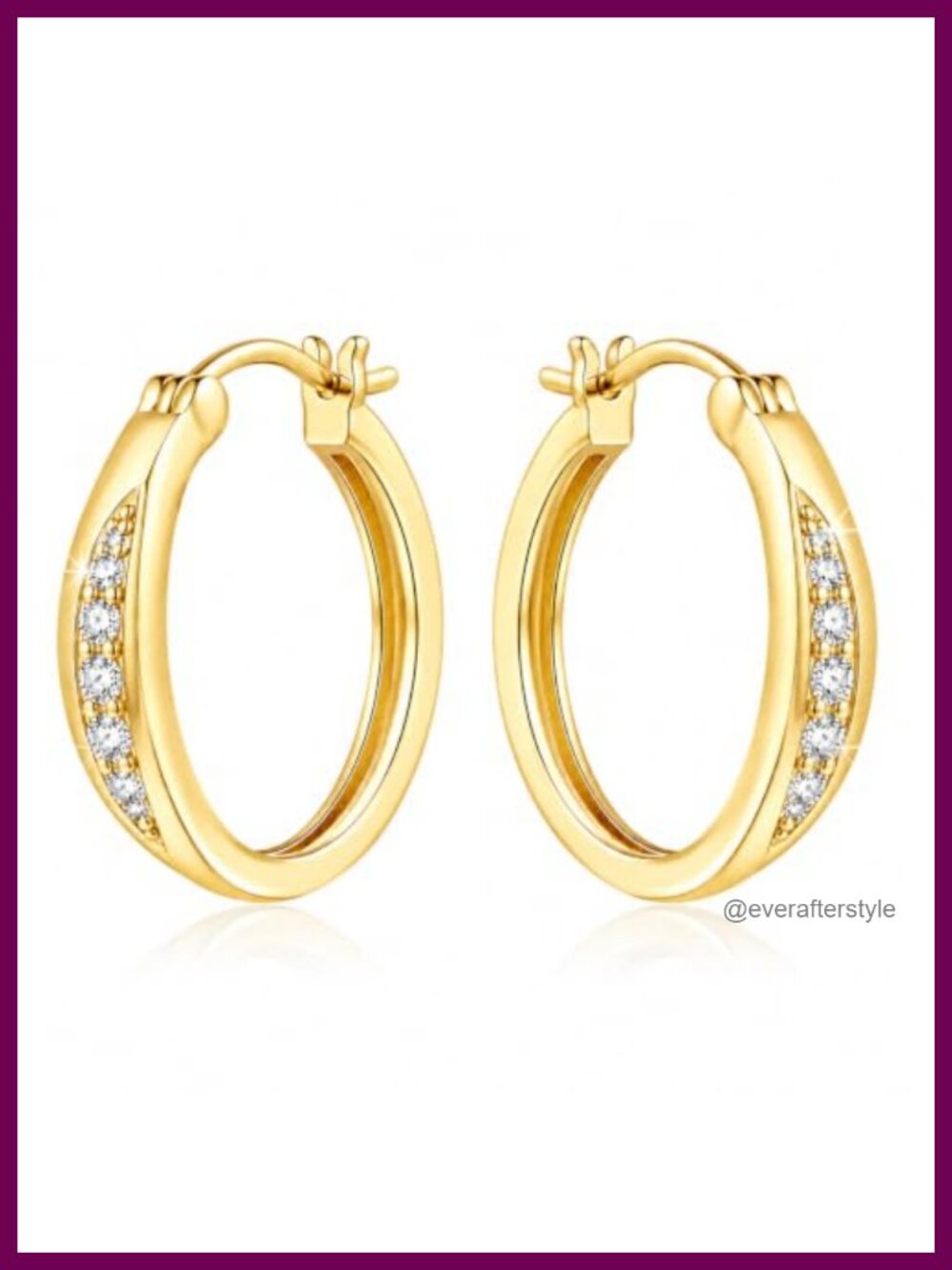 14K Gold Hoop Earrings CZ Cubic Zirconia Lightweight Dainty for Women